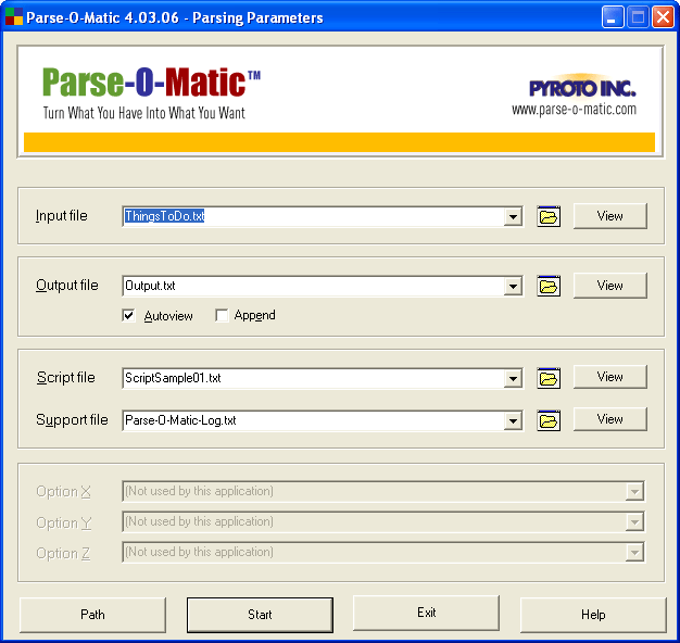 Parse-O-Matic Power Tool Screenshot